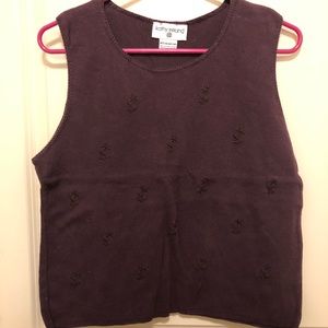 Like new! Deep plum embroidered shell top